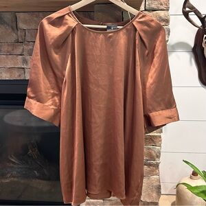 Worthington | English Toffee/Bronze Satin-like Short Sleeve Blouse |Size XXL NWT